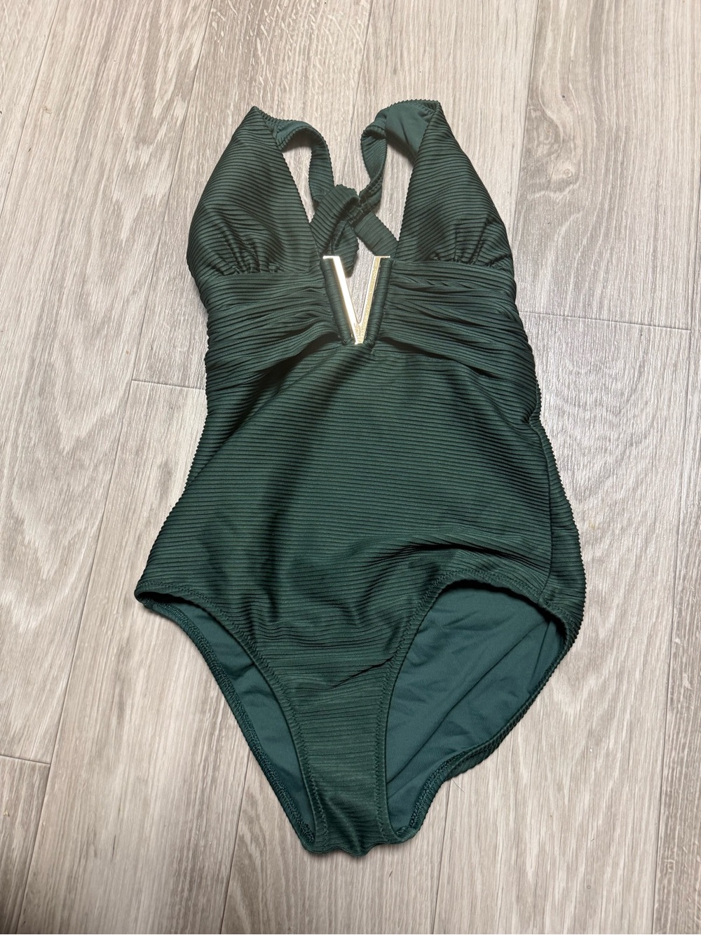 Heidi Klein Cassis halterneck ruched swimsuit small